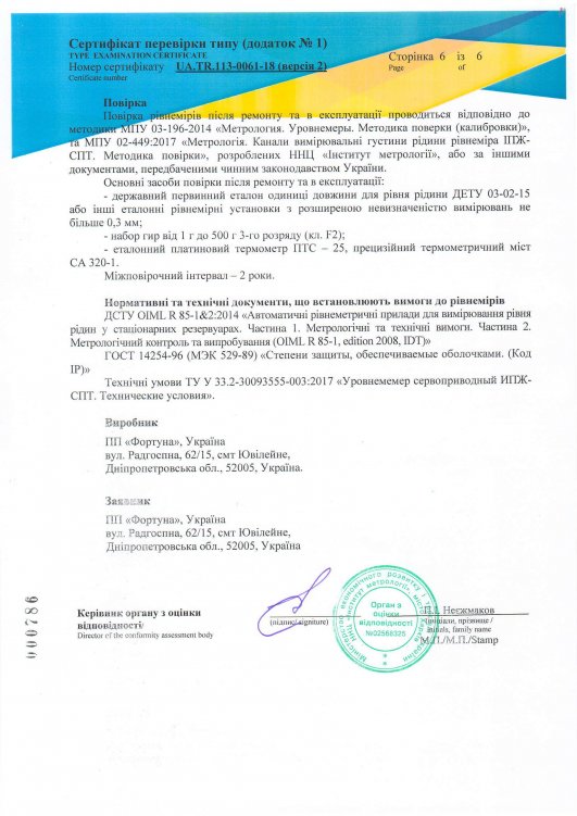 Сертифікат перевірки типу №UA.TR.113-0061-18 (версія 2), сторінка 6